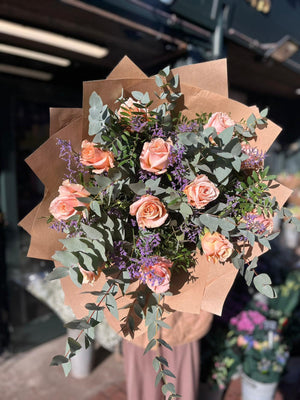 Valentine Peach Rose Bouquet